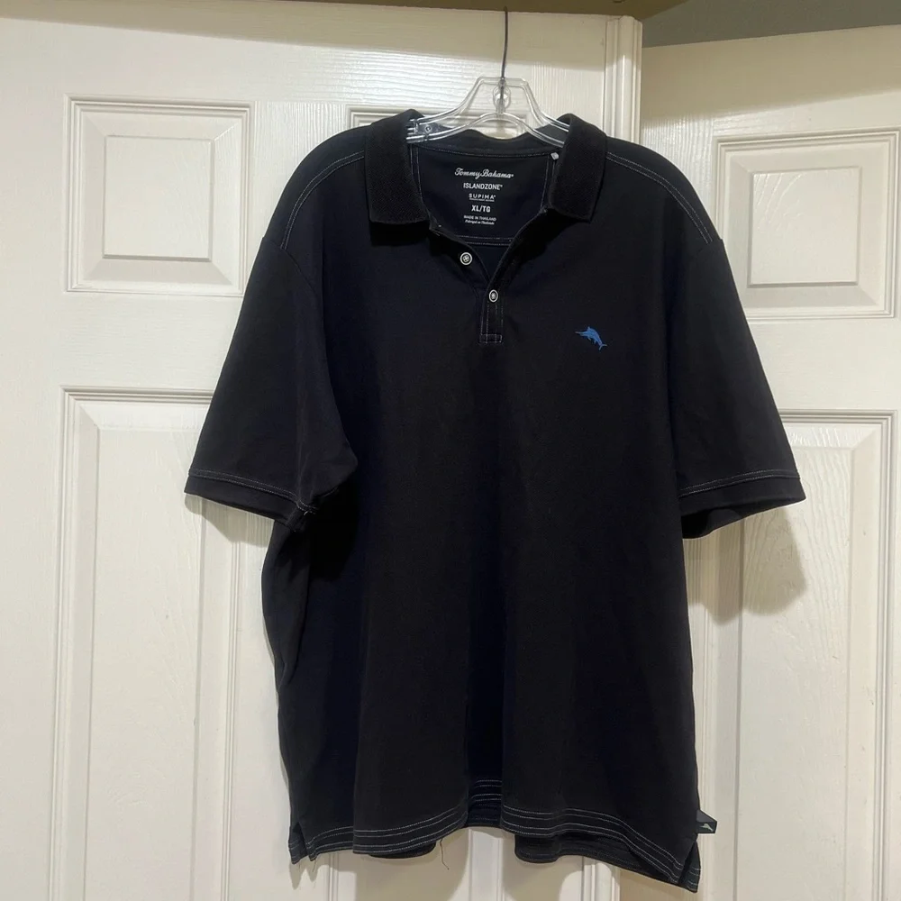 Tommy‎ Bahama Men’s Size XL black Supima Cotton Polo Golf Office Casual summer